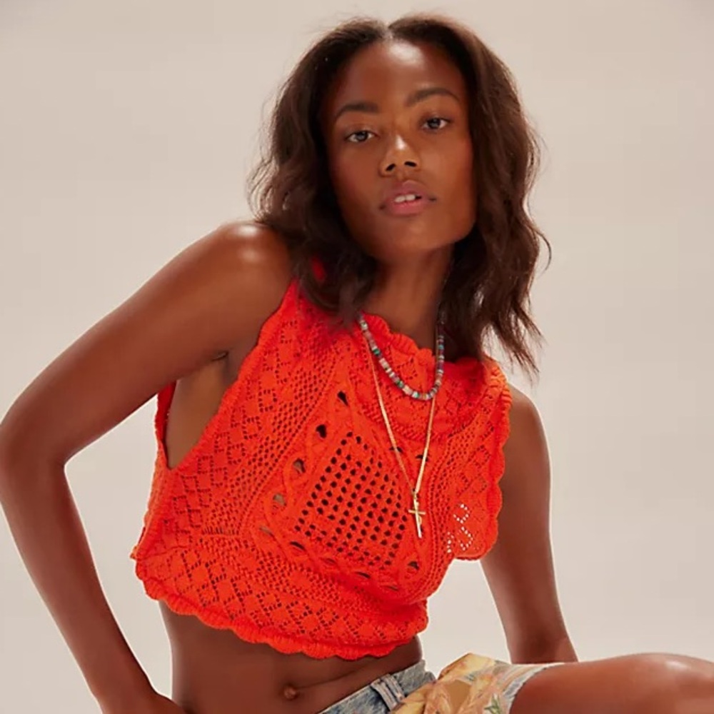 Free People Women's Red Veya Fauxchet Top in Red